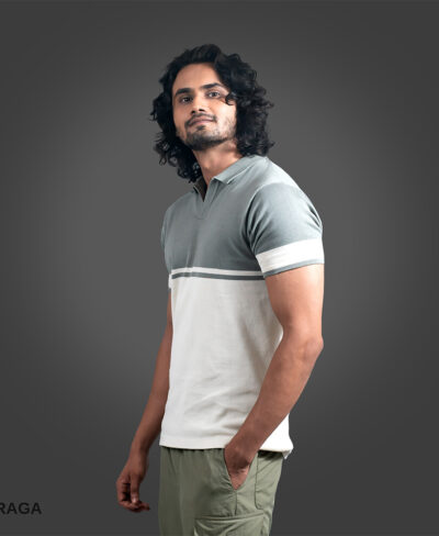 Jersey-Slim-Polo-V-Neck-Half-Sleeves-Light-Olive-With-Off-White_2