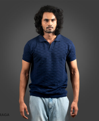 Relax-Polo-V-Neck-Half-Sleeves-Navy-Blue