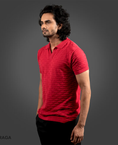 Relax-Polo-V-Neck-Half-Sleeves-Red-Shot_2